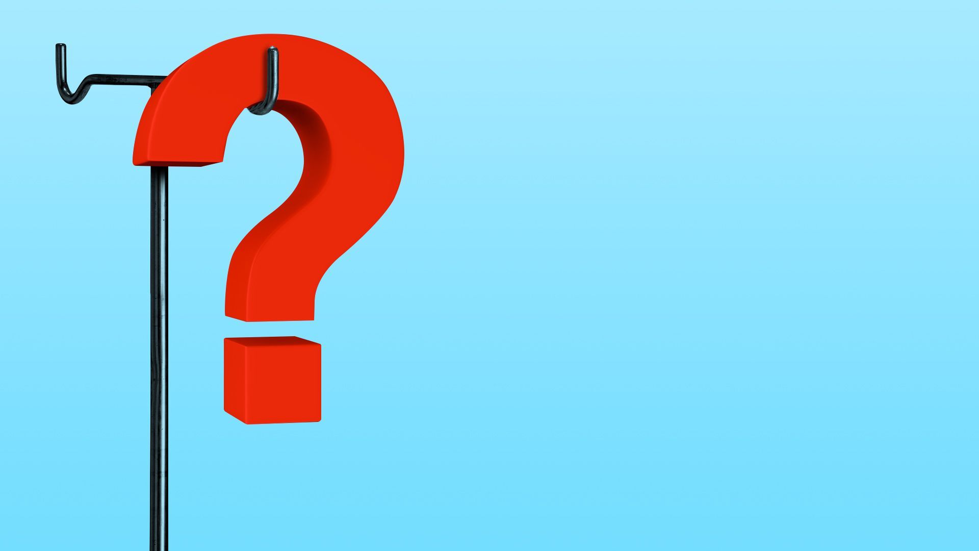 Illustration of a question mark hanging off of an IV stand.  