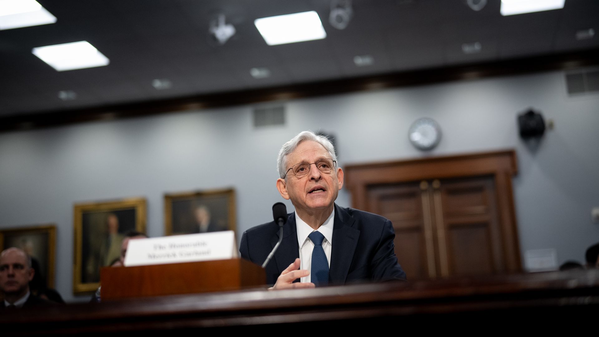 Attorney General Merrick Garland speaks at a House Appropriations Committee hearing on Capitol Hill on April 16, 2024 in Washington, DC.