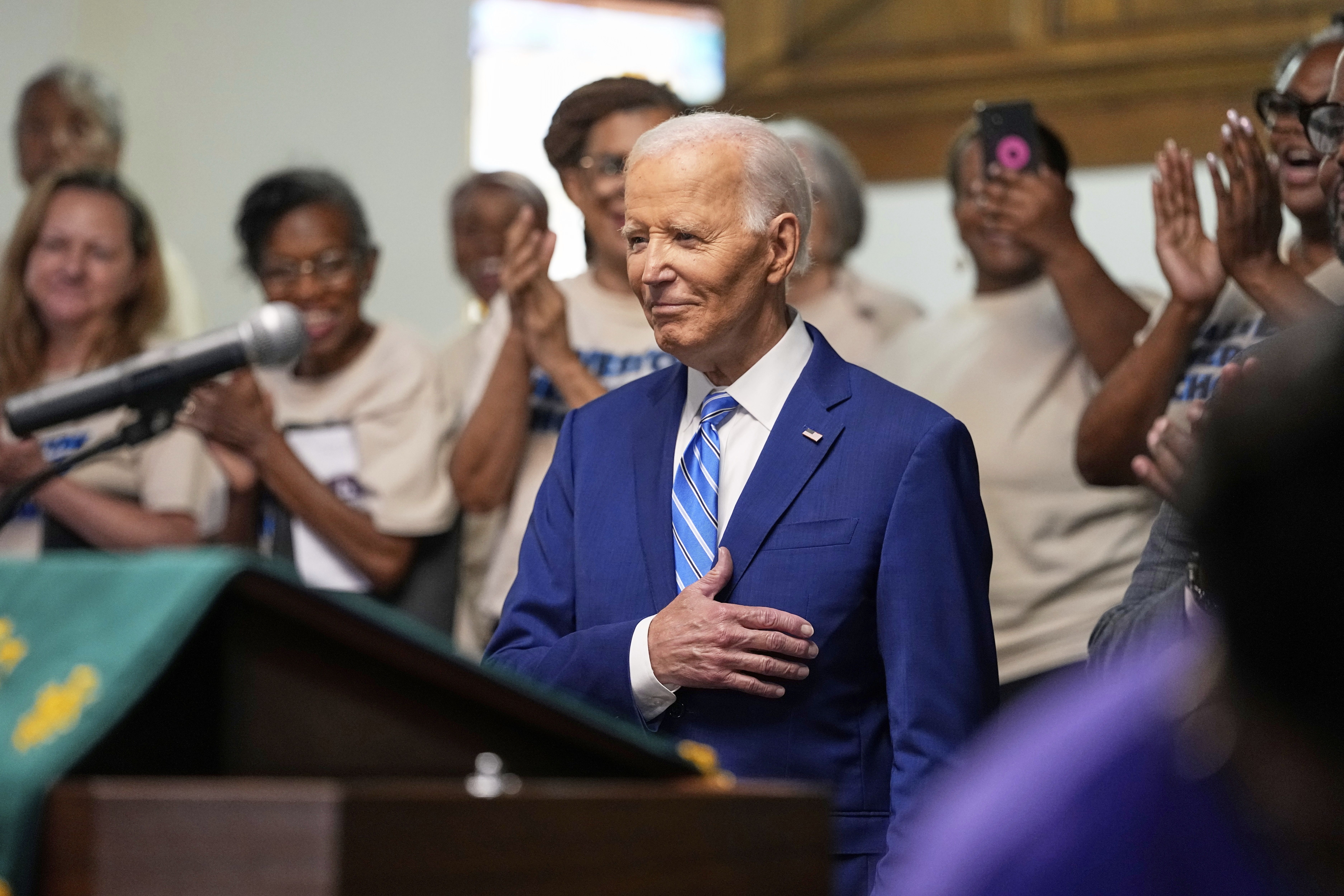 Former President Biden speaks at a Juneteenth event in Galveston, Texas, last month.
