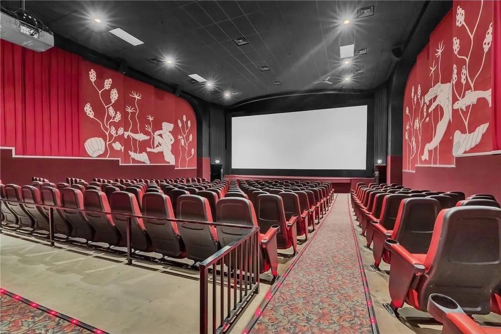 The inside of a movie theater.