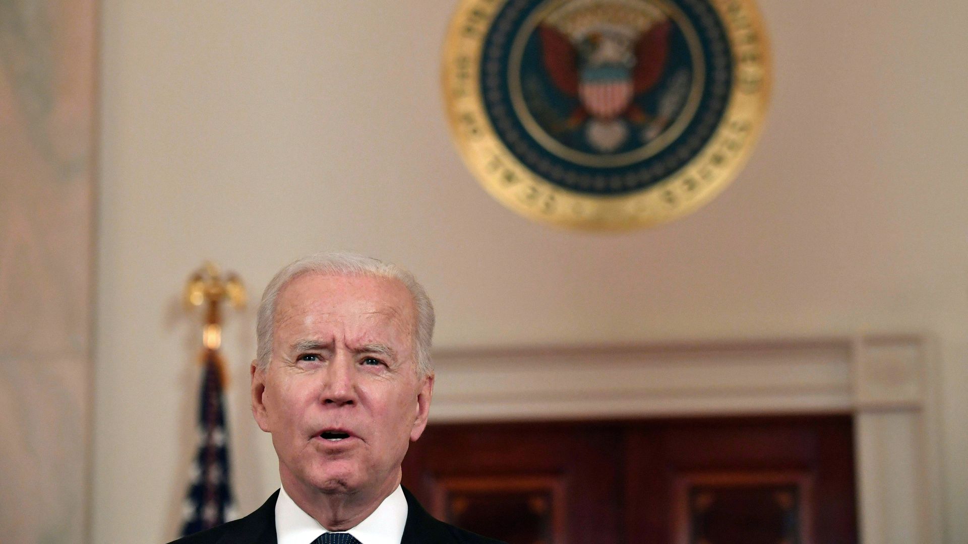 President Biden is seen delivering remarks about a cease-fire in the Israeli-Palestinian fighting.
