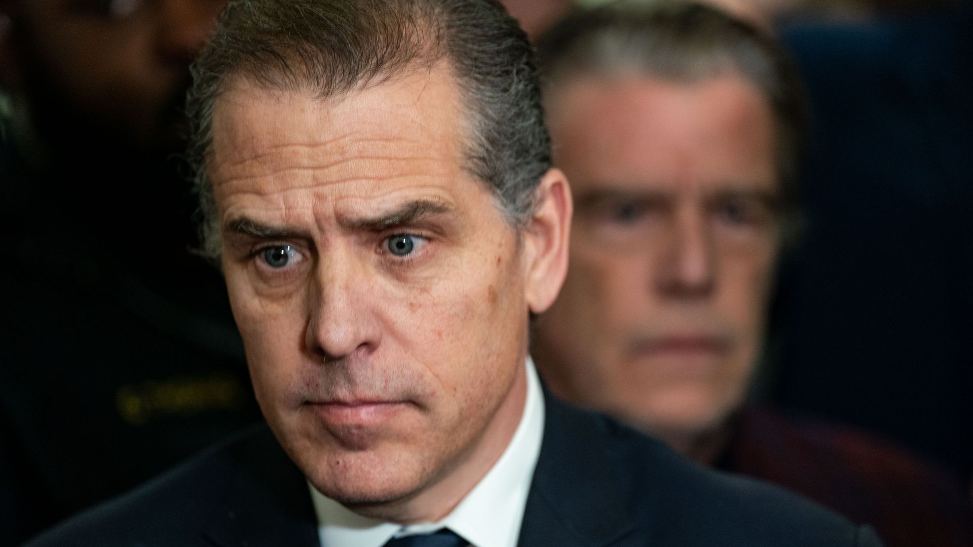 A close-up of Hunter Biden's face