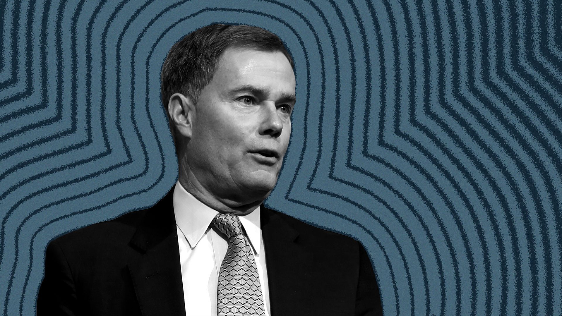 Photo illustration of Indianapolis Mayor Joe Hogsett, with radiating lines.