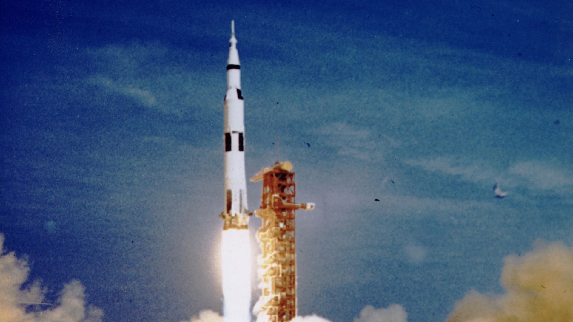 The Apollo 11 mission launching to the moon.