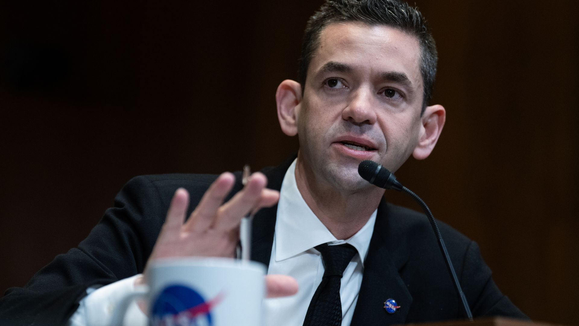 NASA Administrator Jared Isaacman speaks during a Congressional hearing.