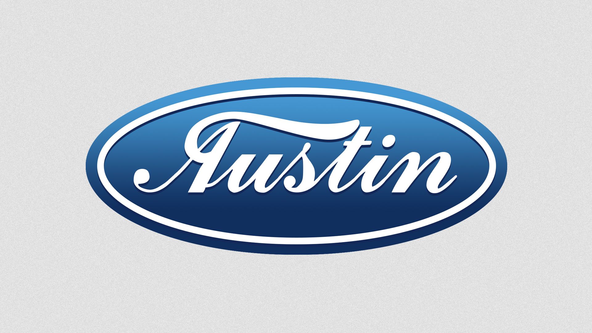 Illustration of the word Austin in the Ford logo.