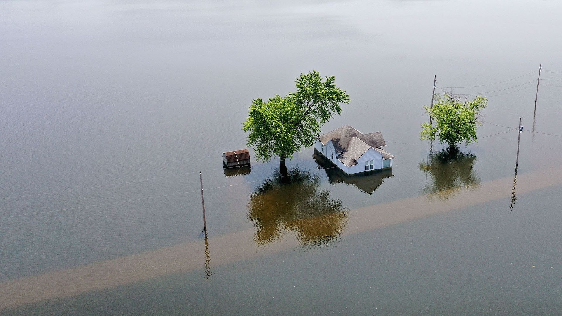 Flooded house near the Mississippi River.
