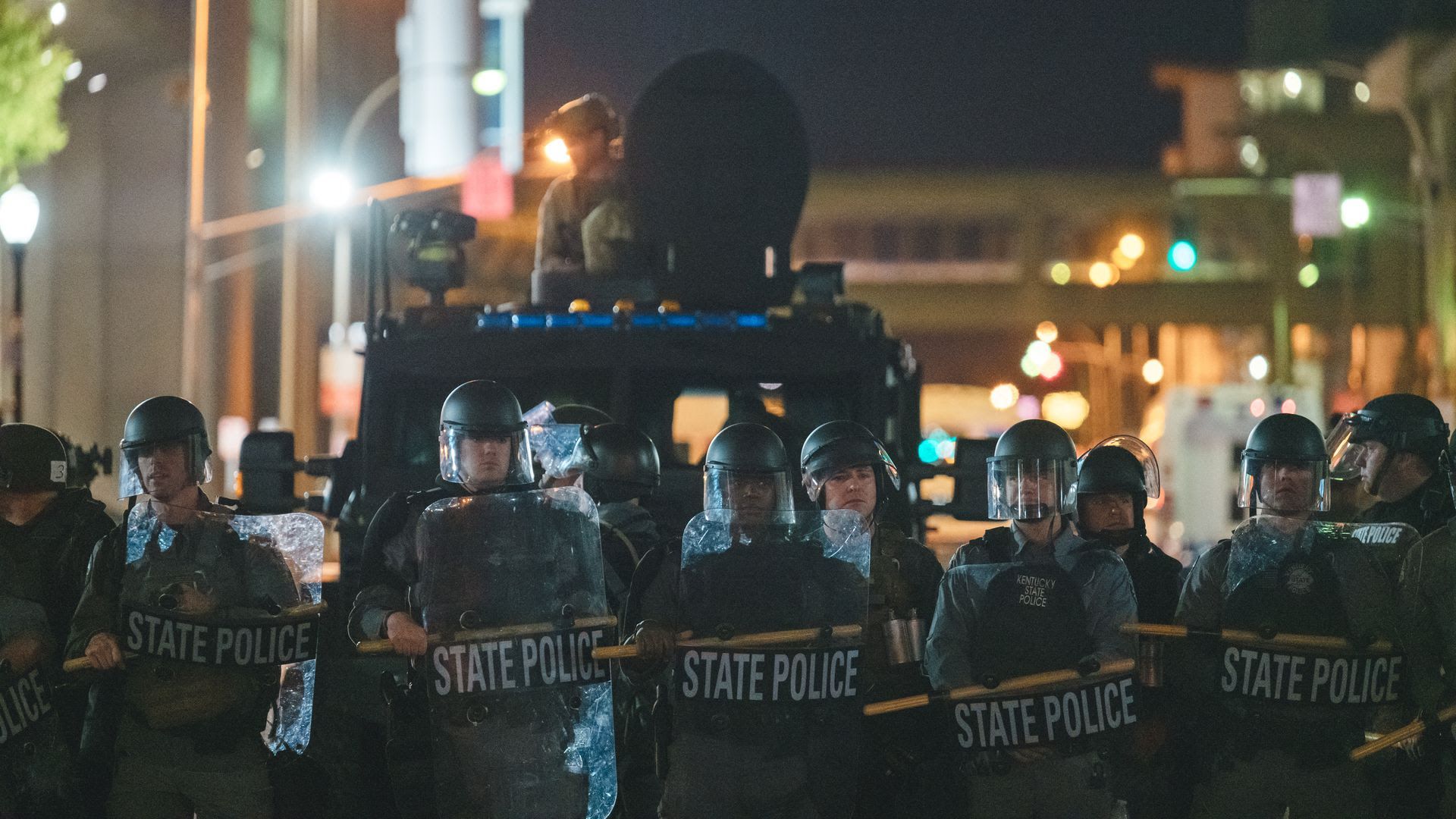 Louisville state police on Wednesday. Photo: Jon Cherry/Getty Images