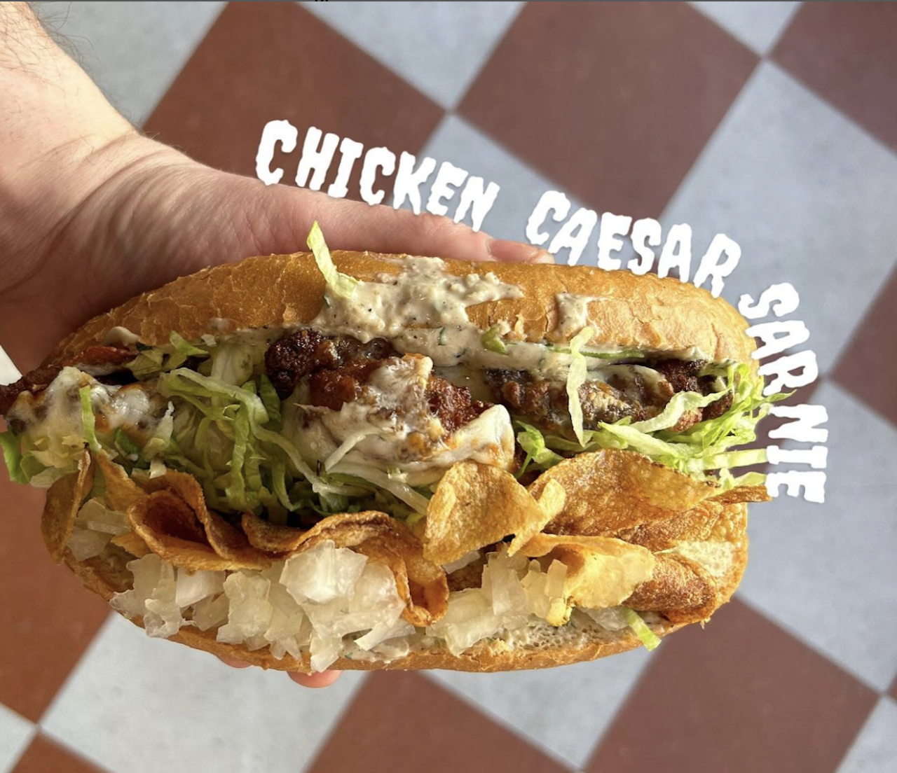 A Chicken Caesar sub sandwich 