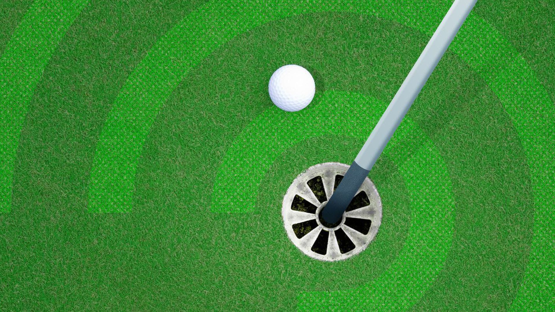 An illustration of a golf hole.