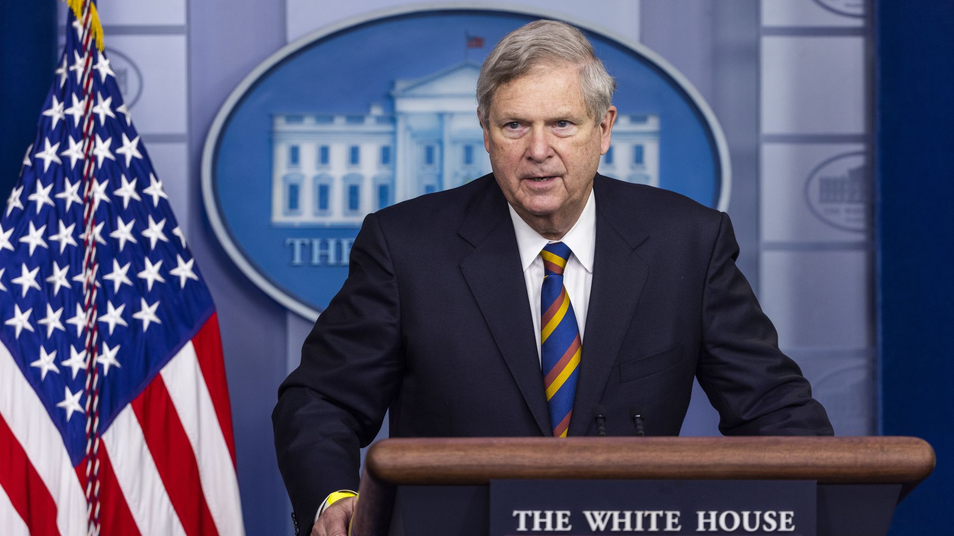 Picture of Tom Vilsack in the White House press briefing room