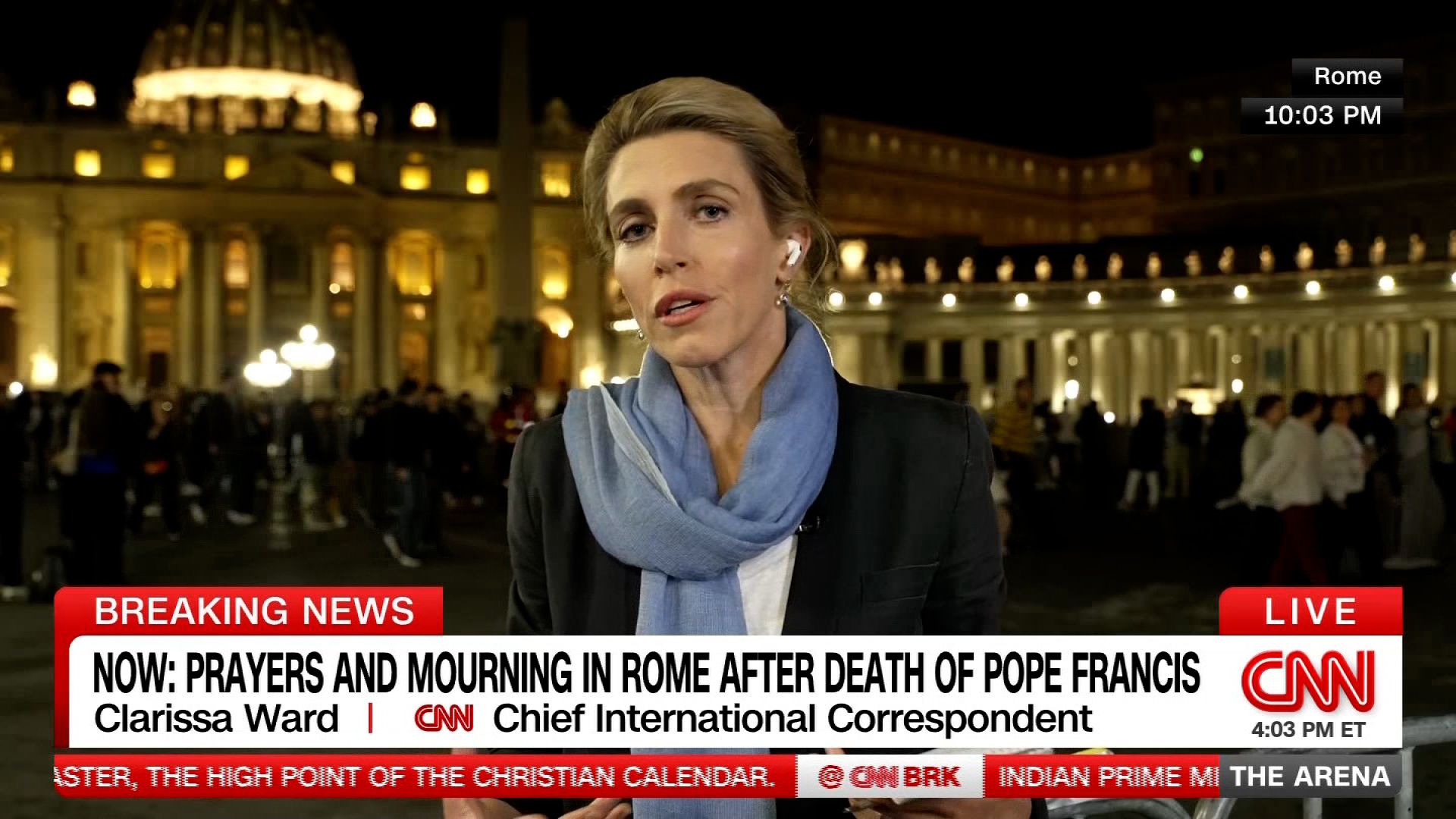 CNN broadcasts from the Vatican last night.