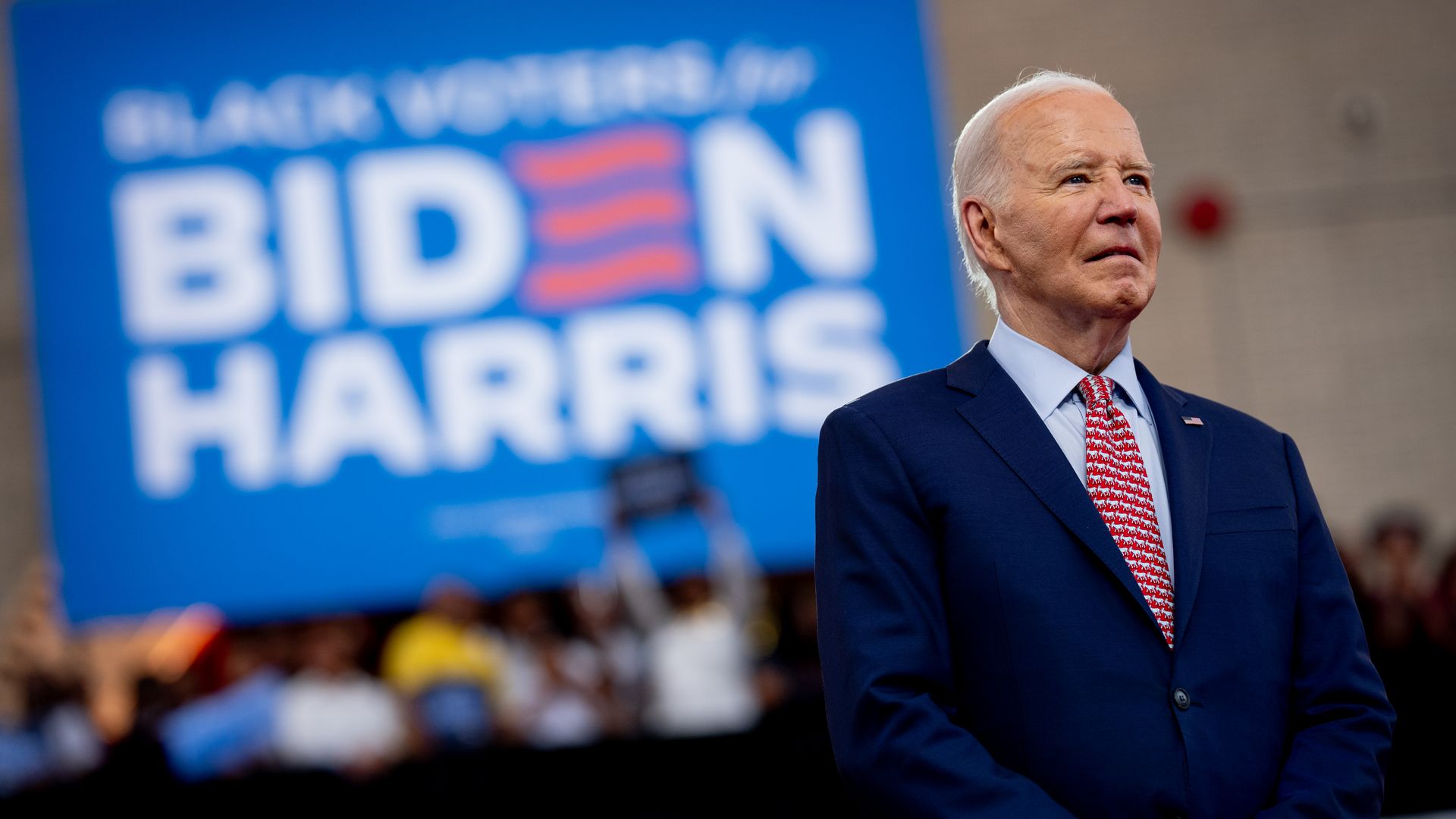 President Joe Biden takes the stage at a campaign rally at Girard College in Philadelphia, Pennsylvania
