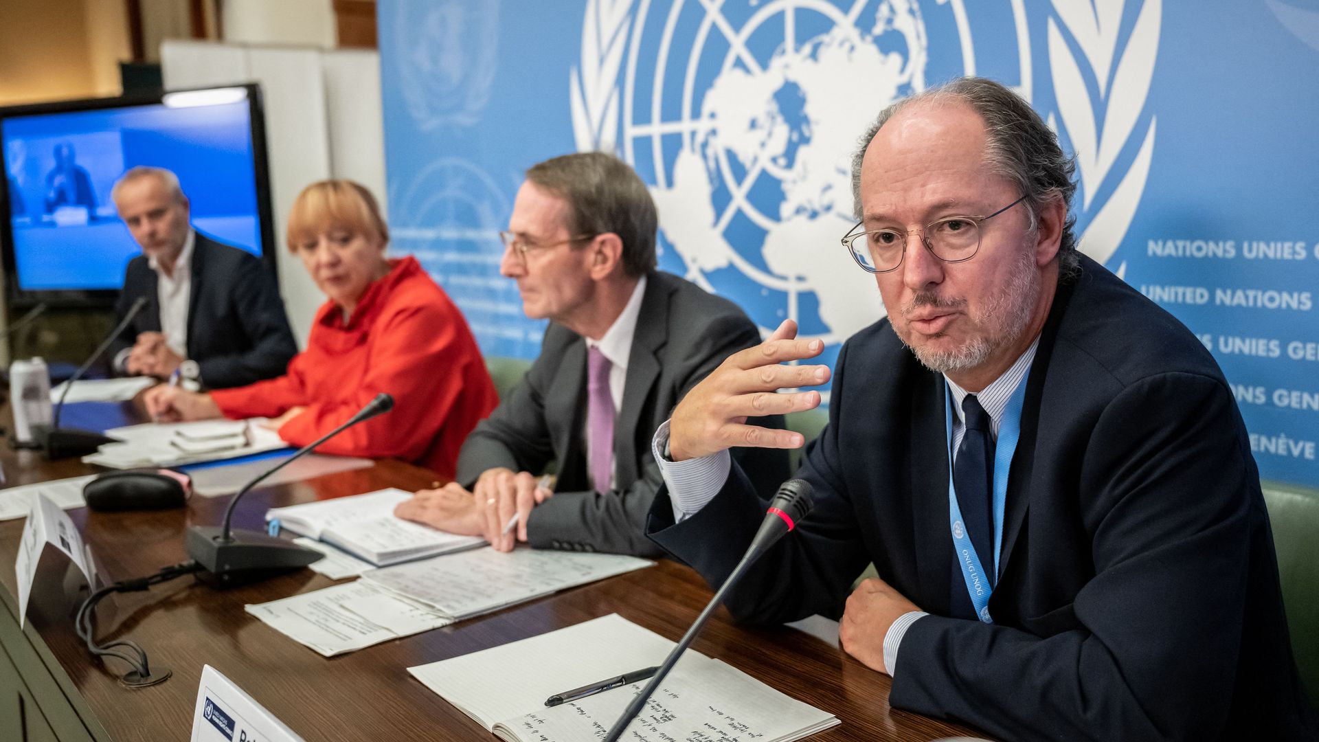 Member of the Independent International Commission of Inquiry on Ukraine speaking in Geneva on Sept. 23.