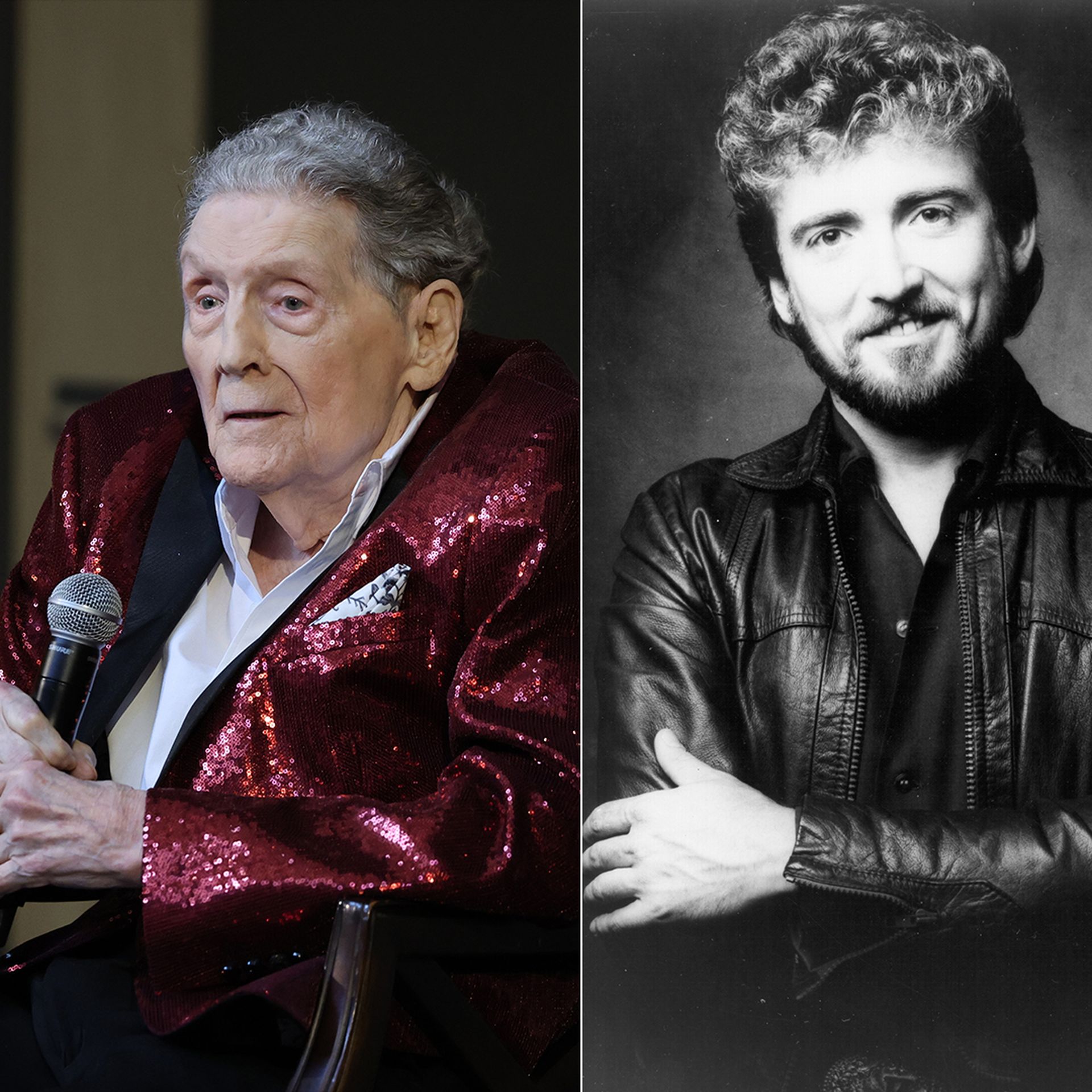 A composite image of executive Joe Galante, Jerry Lee Lewis and Keith Whitley