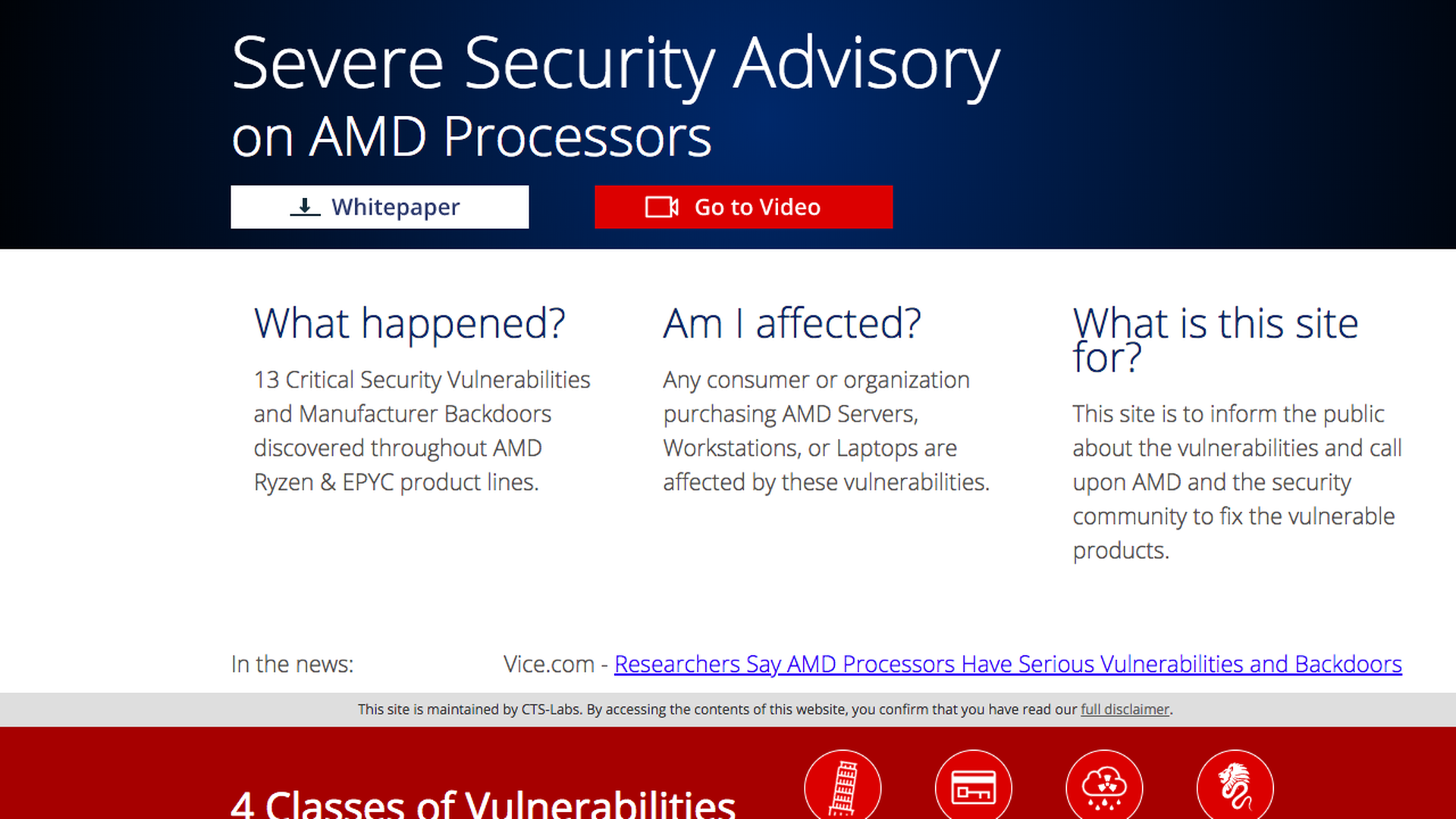 Screen capture of amdflaws.com