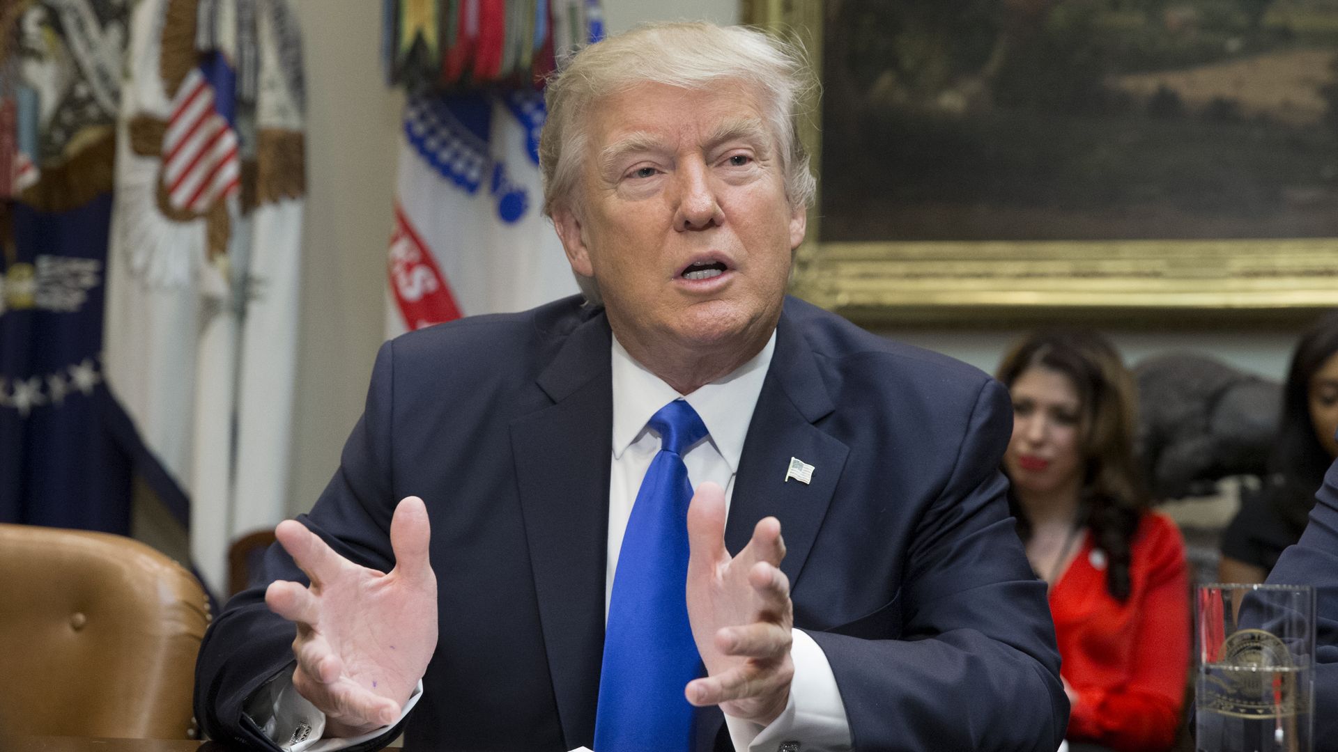 Trump addresses reporters