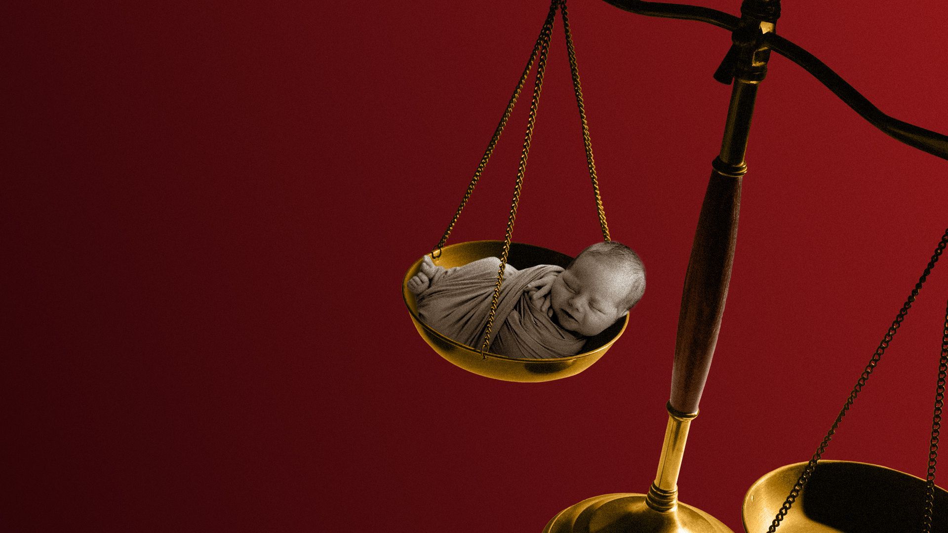 Illustration of a baby on the scales of justice.