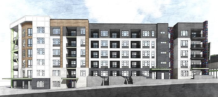 Rendering of the renovated Johnston Mill in NoDa