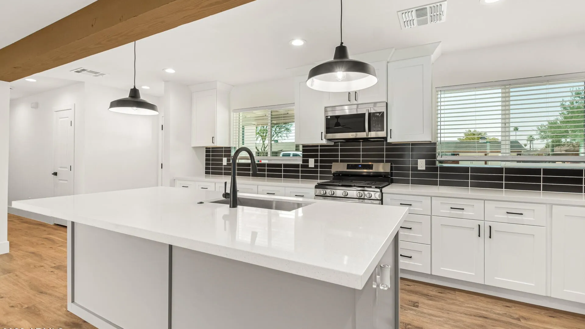 A remodeled kitchen.