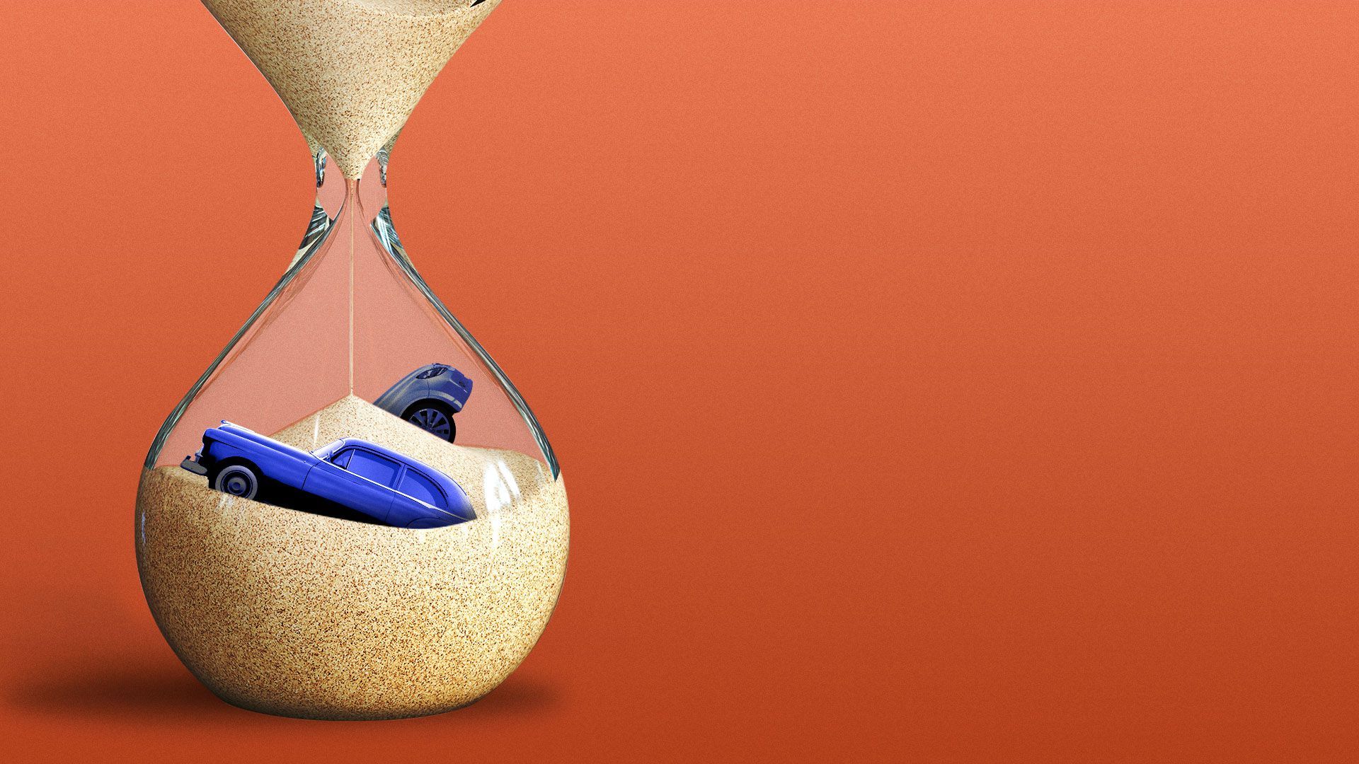 Illustration of cars under the sands of an hourglass