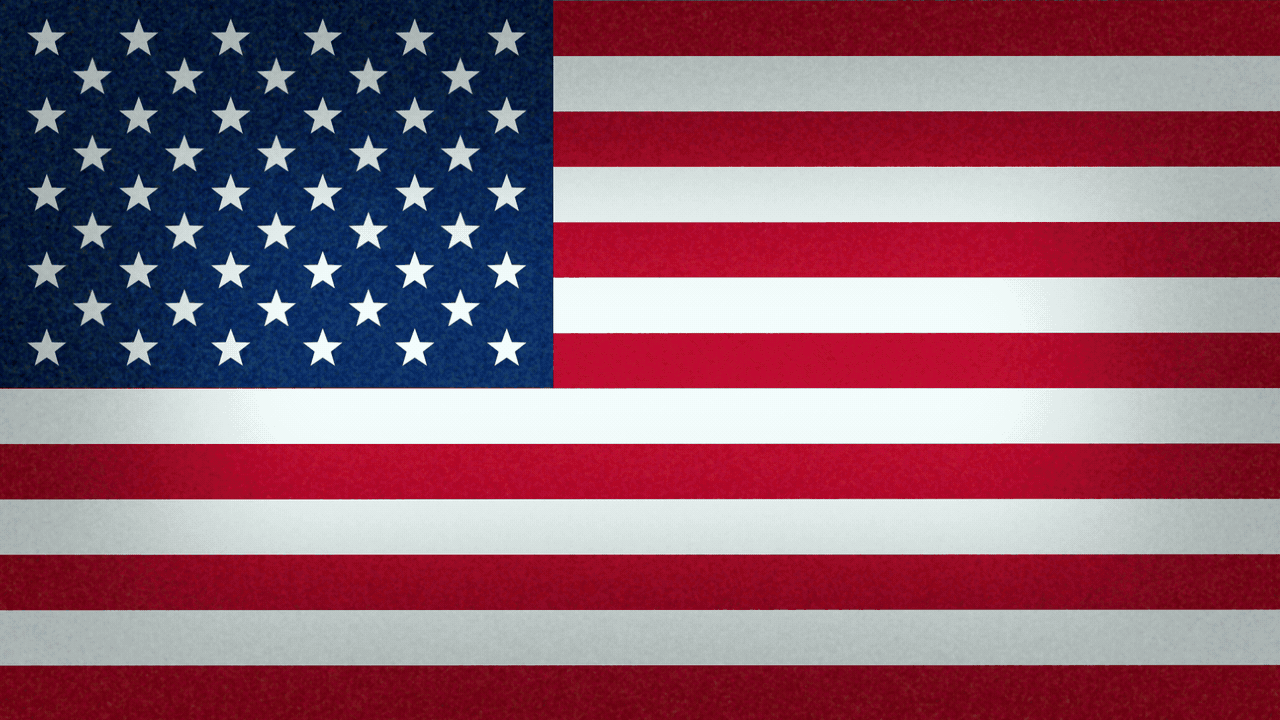 Animated illustration of the American flag, with each element being replaced by a dark, grayscale version of itself one after the other.