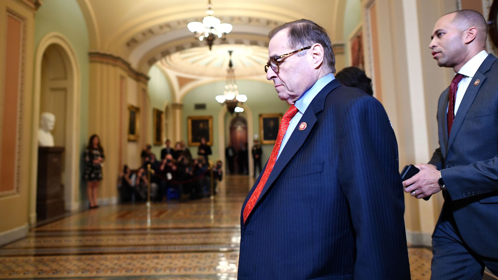 In this image, Nadler walks out of a room on the Capitol 