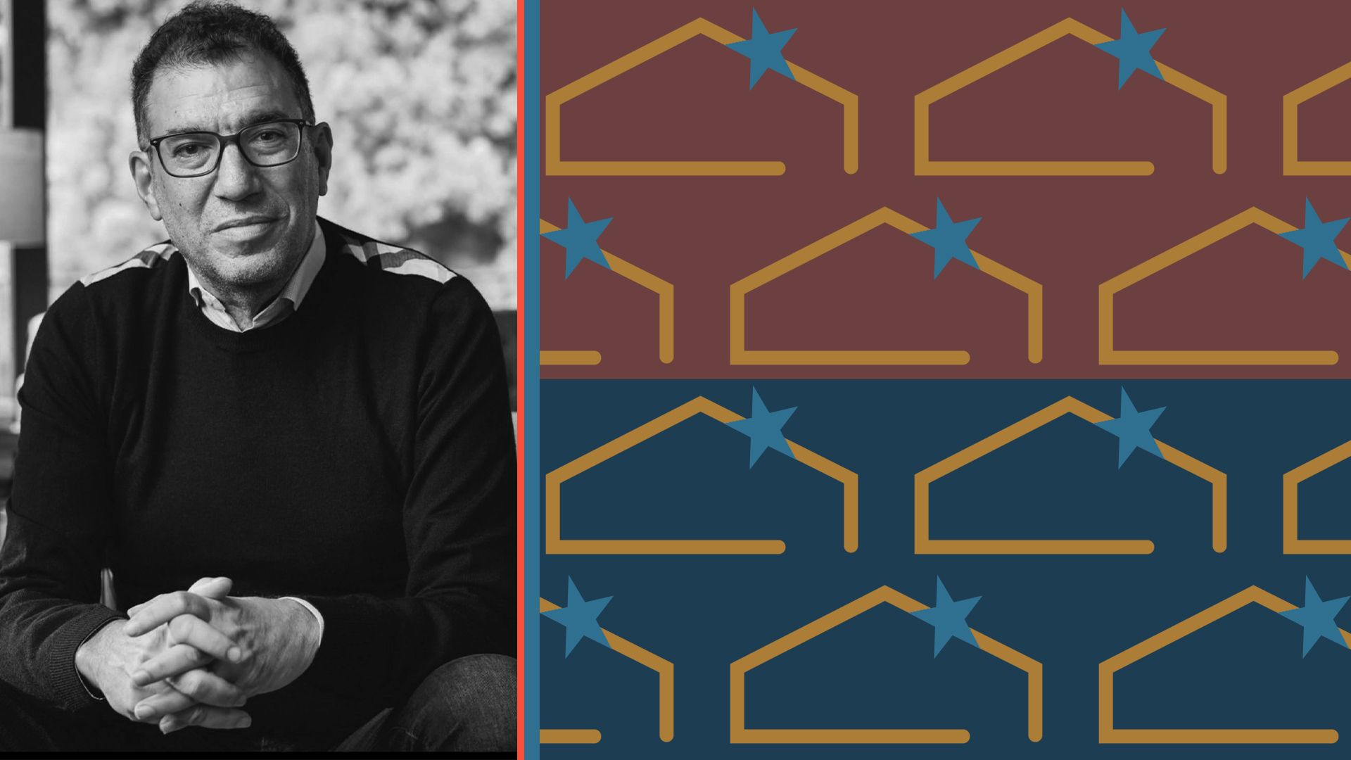 Photo illustration of Andy Slavitt collaged with the logo of Town Hall Ventures.