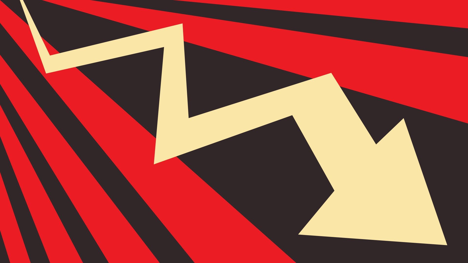 Illustration of a downward arrow in the soviet propaganda poster style