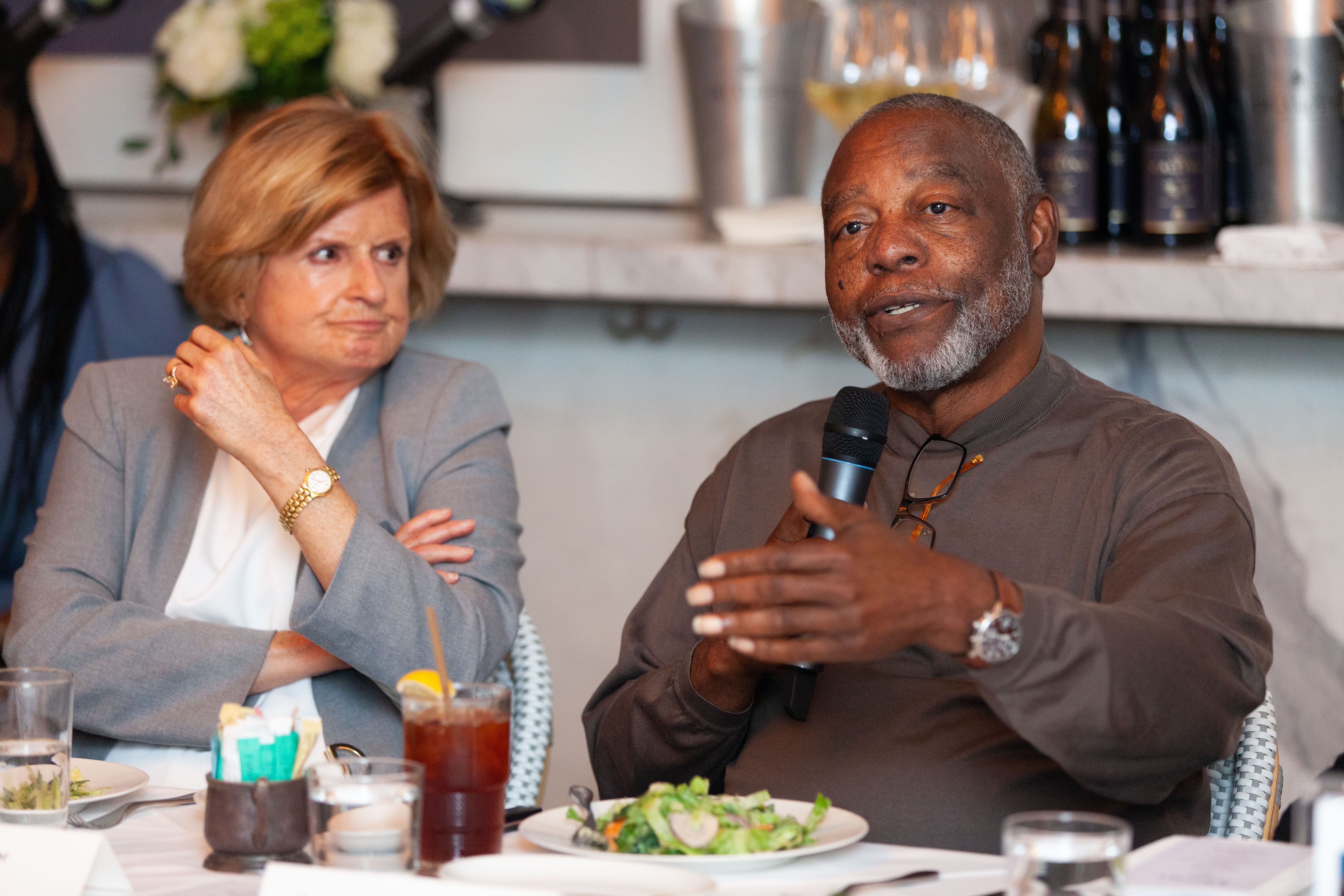 Rev. James Caldwell speaking to the group. Credit: Chris Bacarella on behalf of Axios