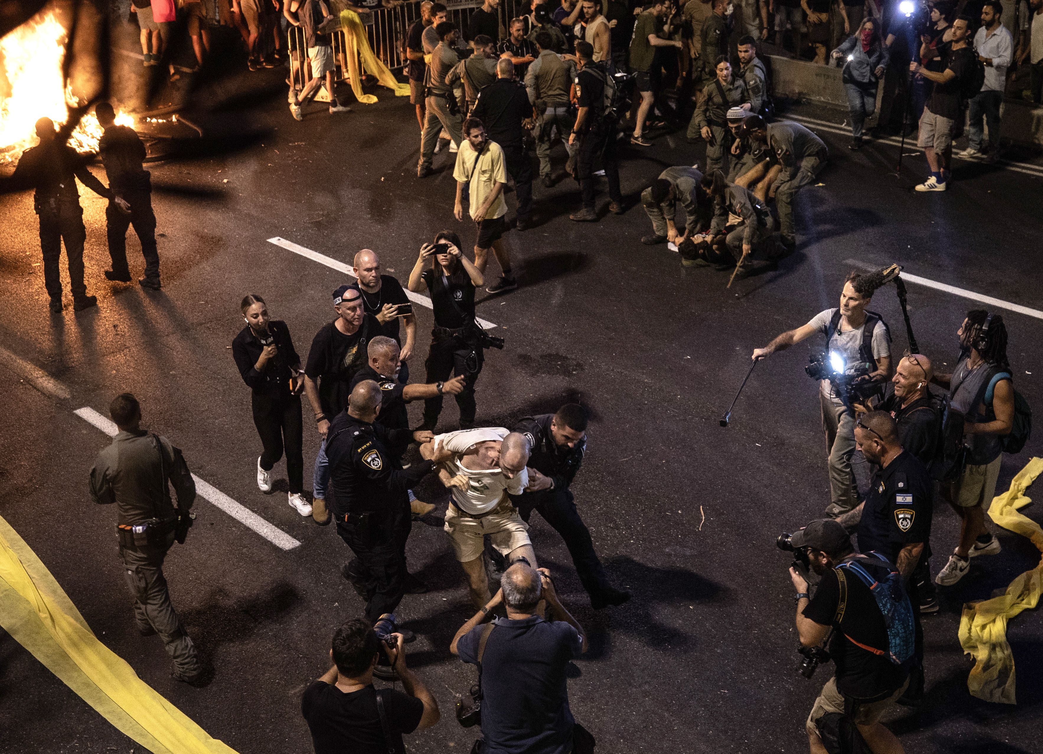 Thousands of Israelis protesting against Israeli Prime Minister Benjamin Netanyahu and his government for not signing the ceasefire agreement with Gaza in Tel Aviv, Israel on September 01, 2024.
