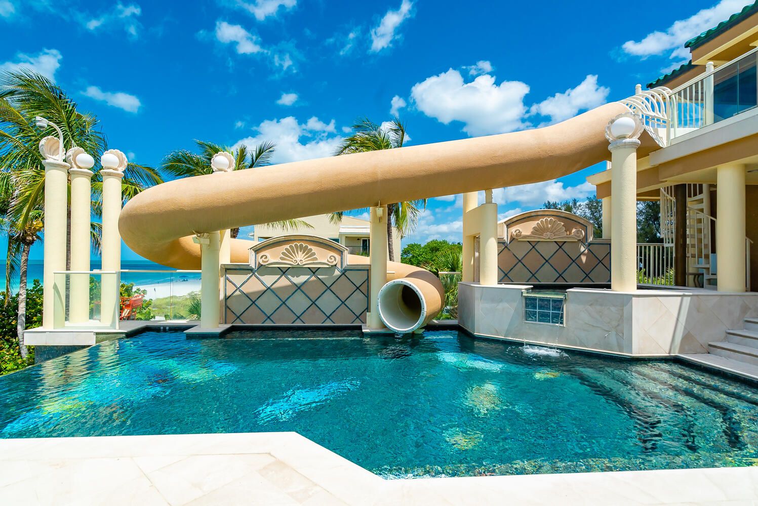 mansion with indoor pool waterslide