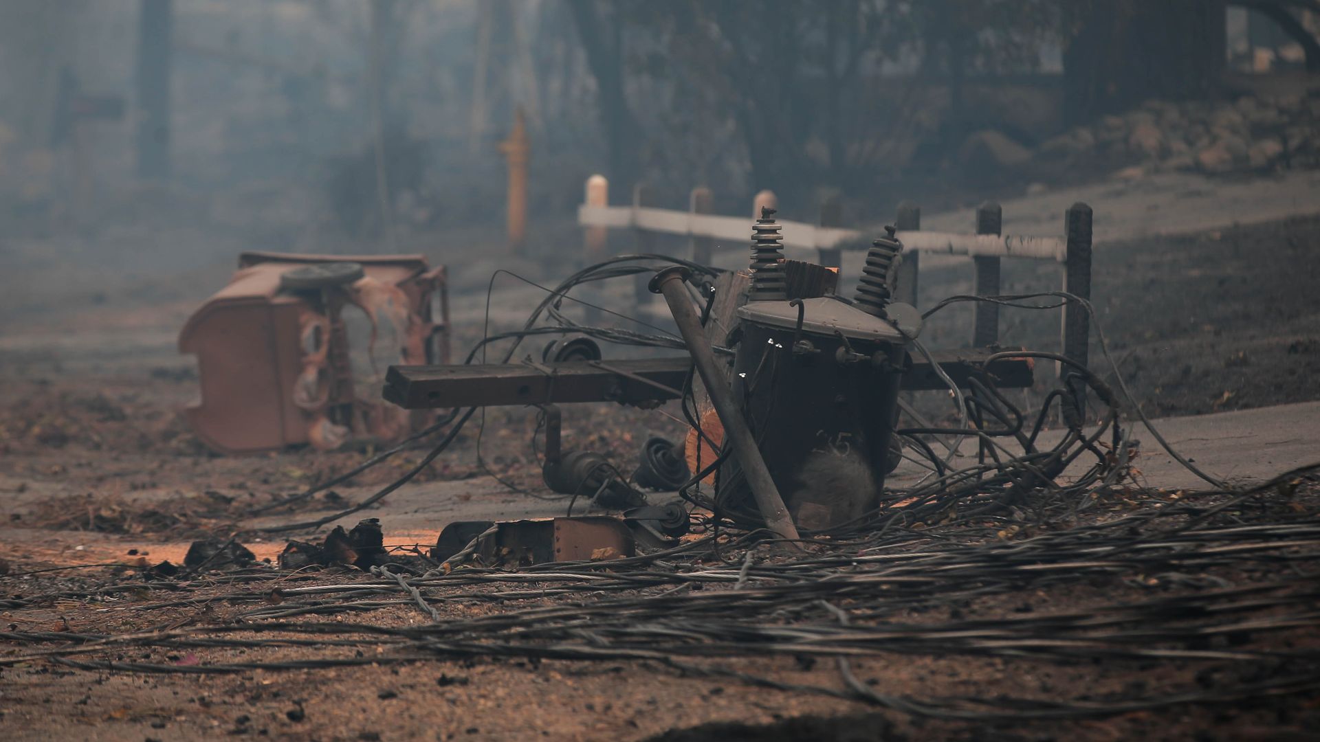 A down transformer is photographed in Paradise, Calif., on Saturday, Nov. 10, 2018.