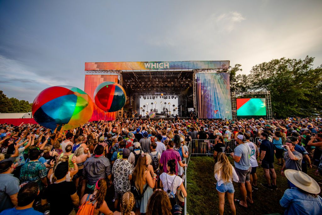 A general view of the atmosphere at Moon Taxi's performance at the Bonnaroo Music & Arts Festival in Manchester, Tennessee. 