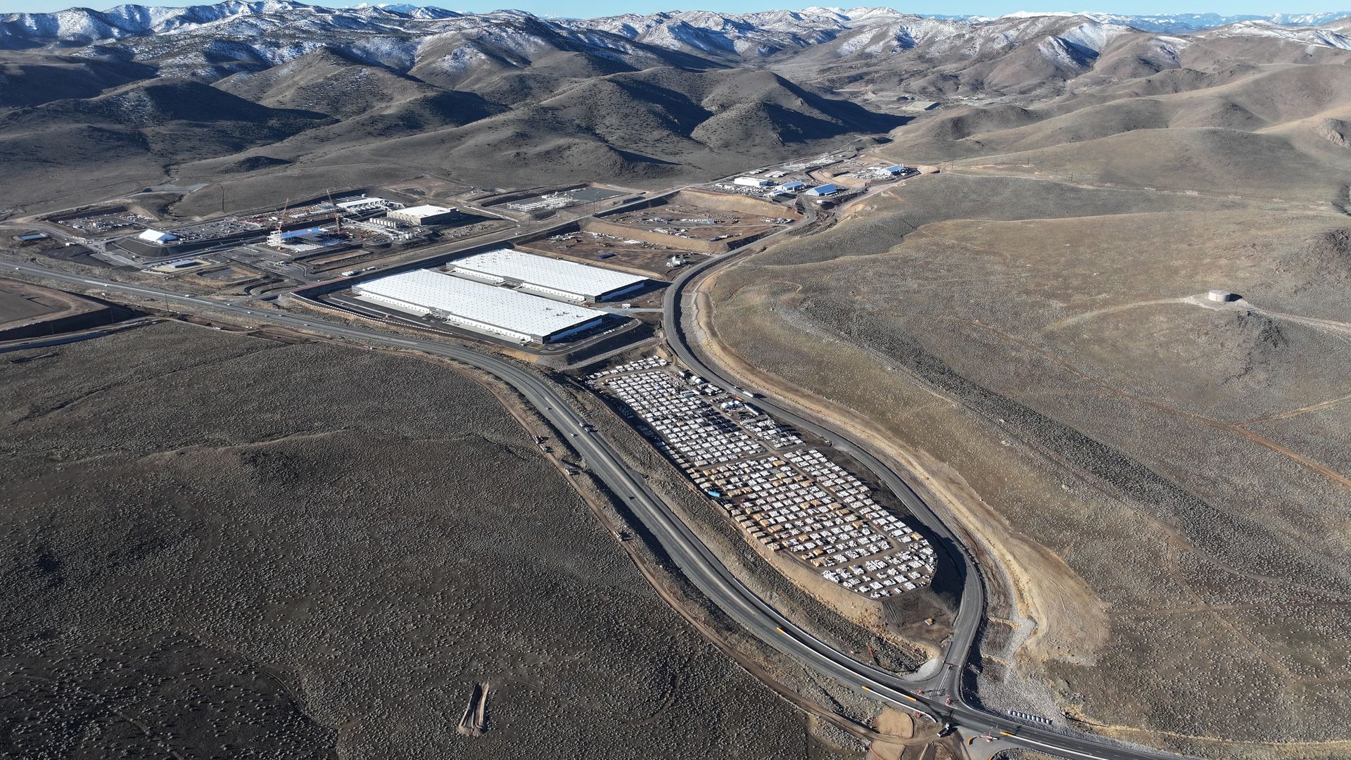 An aerial view of Redwood Material's battery recycling facility in Reno, Nevada.