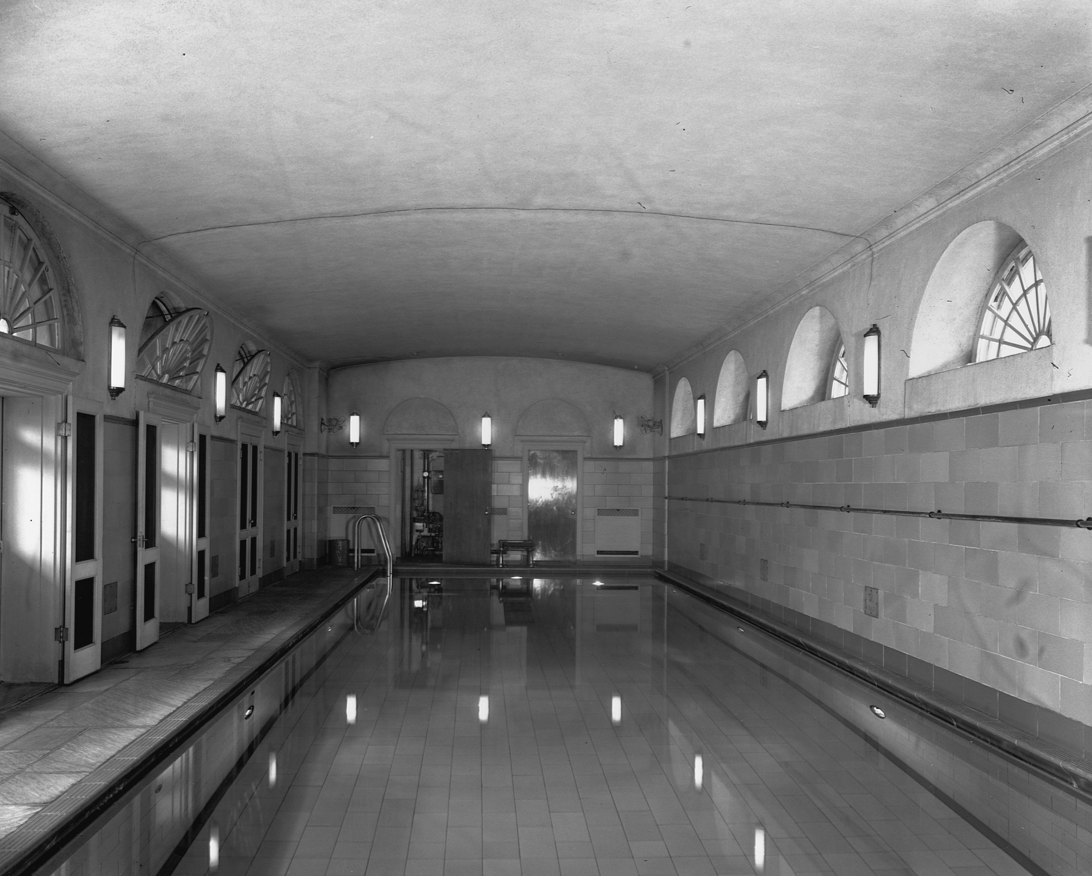 The White House swimming pool, shown here in 1940, was later covered over to make room for the press briefing room.