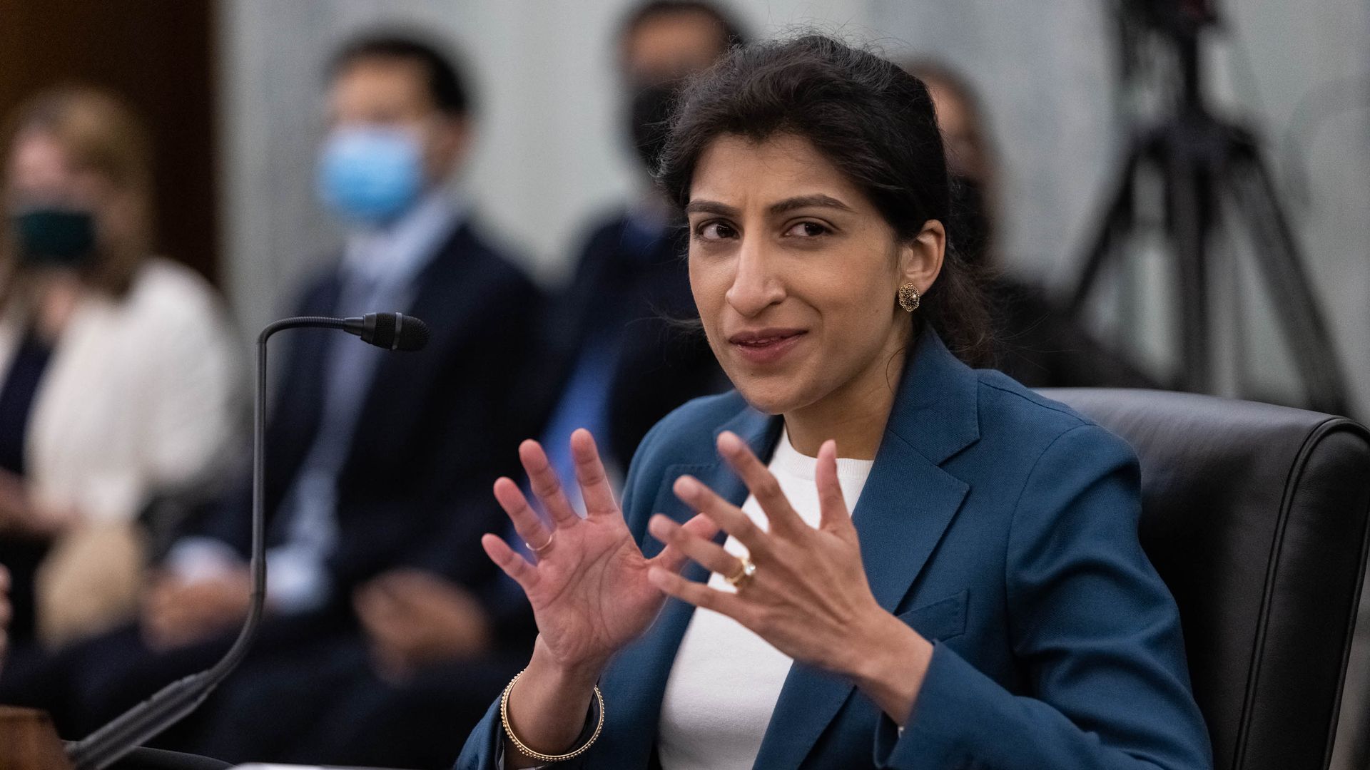 FTC Chair Lina Khan speaks in front of Congress.