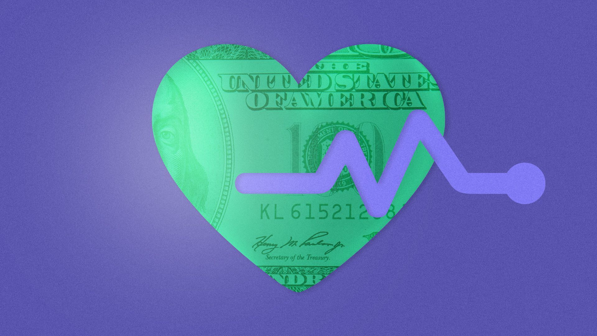 Illustration of an EKG line coming out of a heart shape.