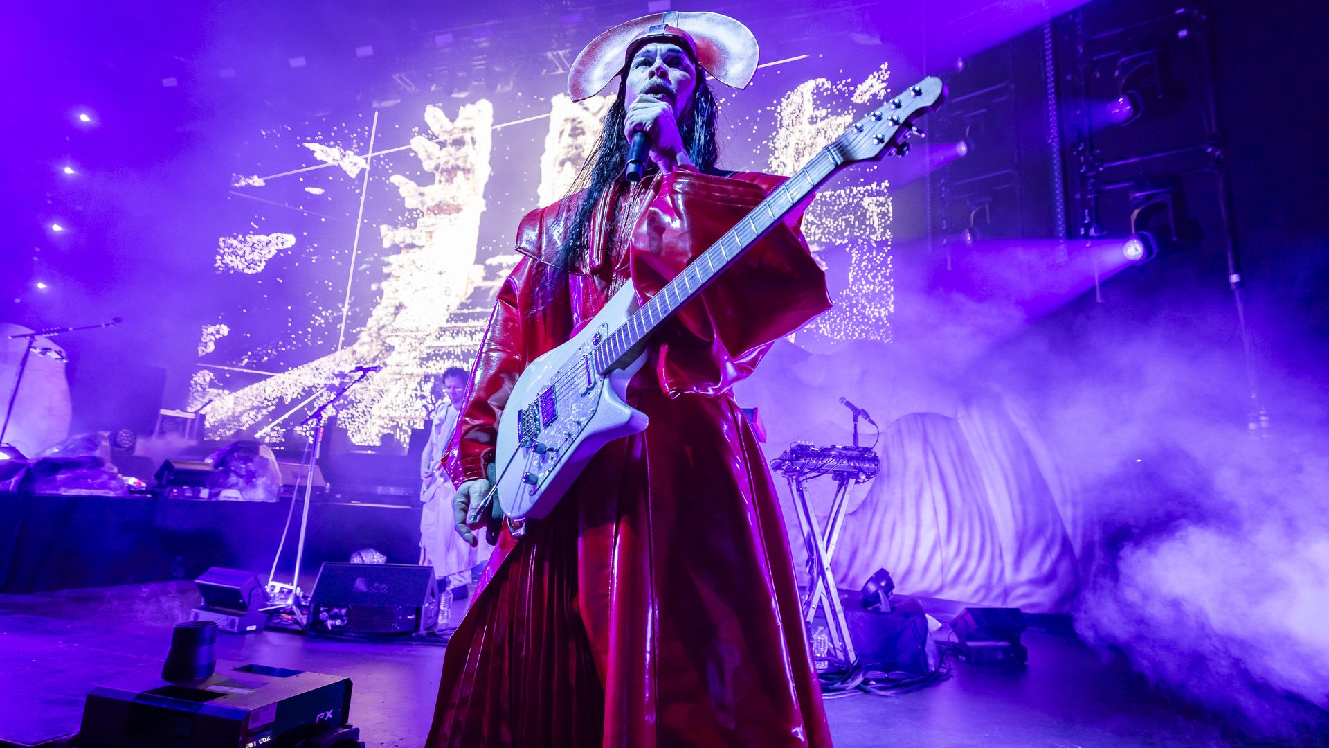 Luke Steele of Empire of the Sun performs at Michigan Lottery Amphitheatre on August 20, 2026 in Sterling Heights, Michigan. (Photo by Scott Legato/Getty Images)