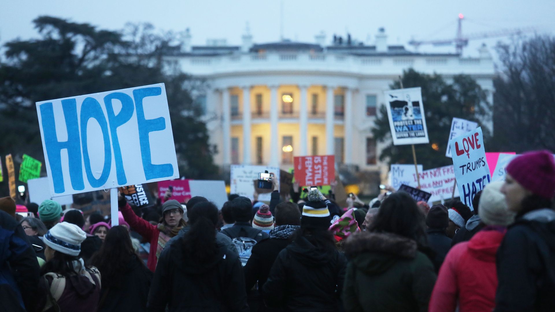 Protesters outside the White House.