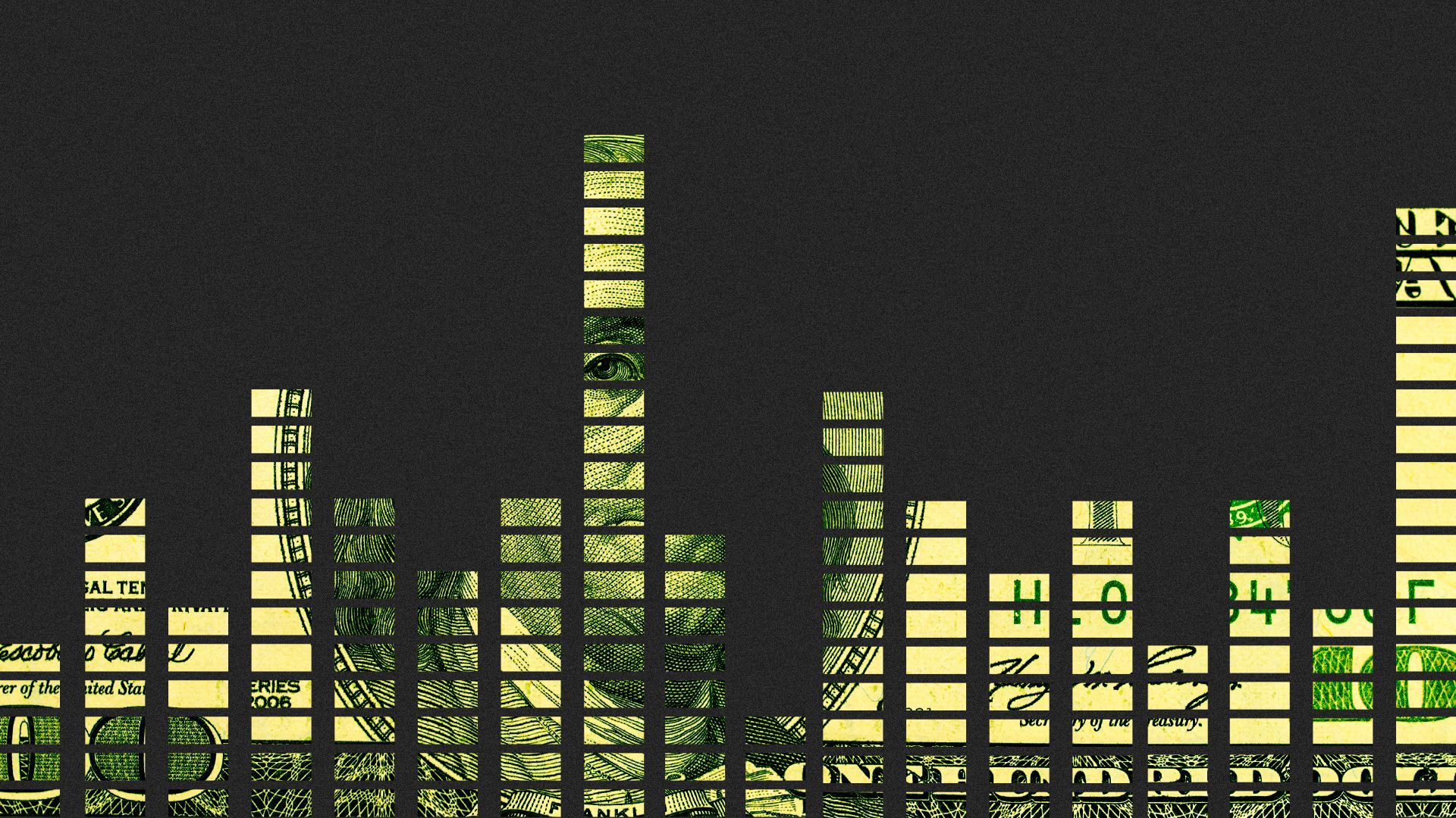 Illustration of a hundred dollar bill as an equalizer.