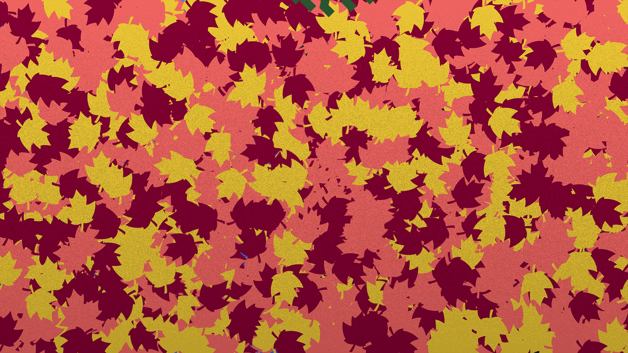 Illustration of a pile of leaves that is being raked to reveal an Axios logo.