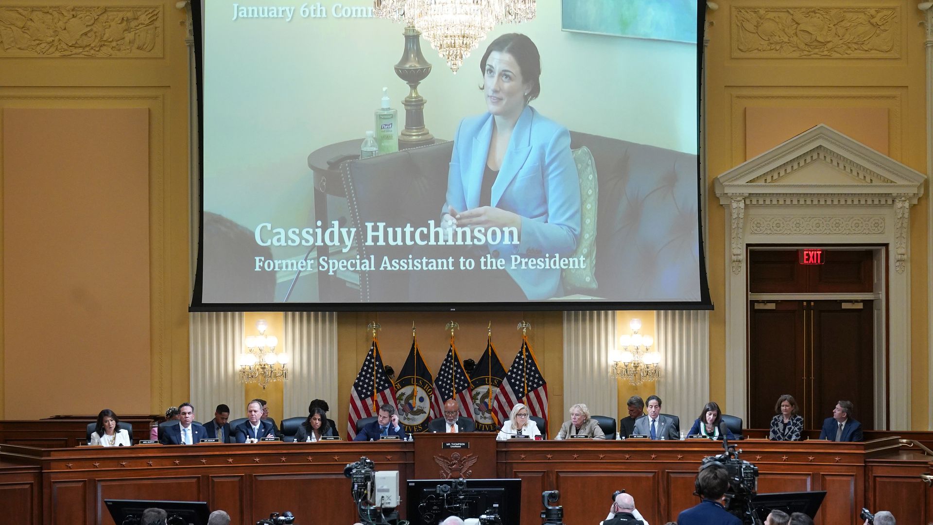  An image of Cassidy Hutchinson is shown during the fifth hearing held by the  January 6th committee