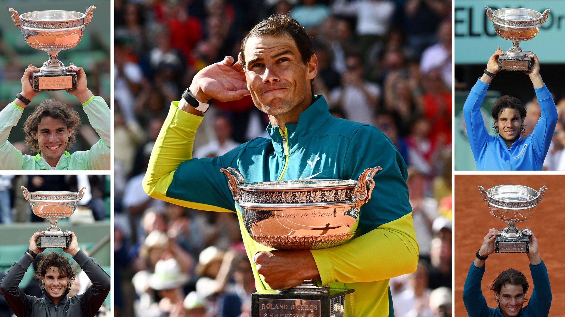 Photos of Raphael Nadal in his French Open wins over the years.