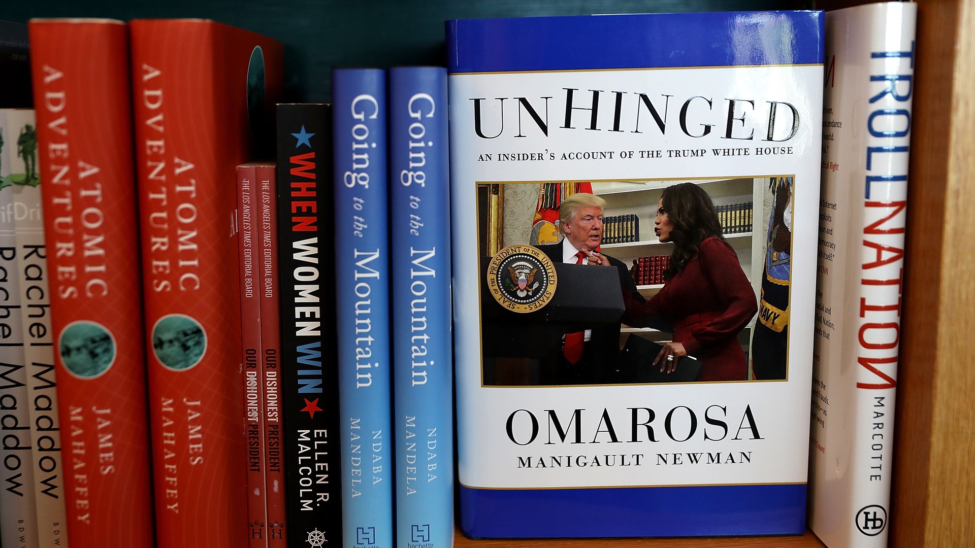 Omarosa's new book on a book shelf.