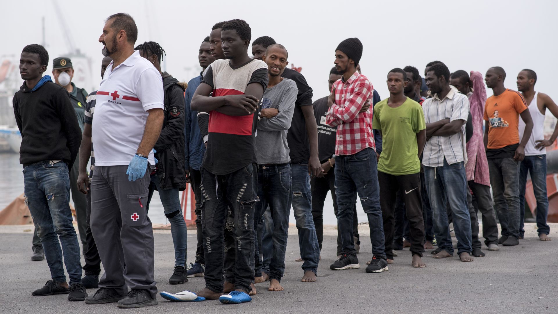 Migrants who were rescued by Spanish authorizes. Photo: Carlos Gil/SOPA Images/LightRocket via Getty Images
