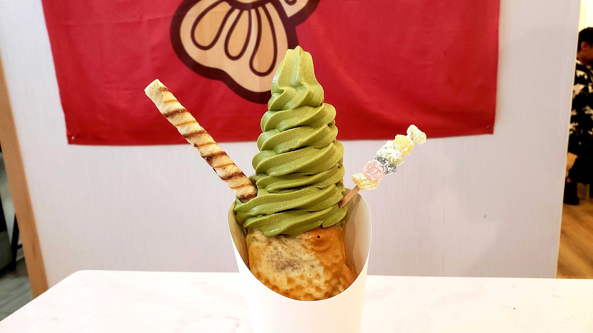 green tea swirly ice cream 