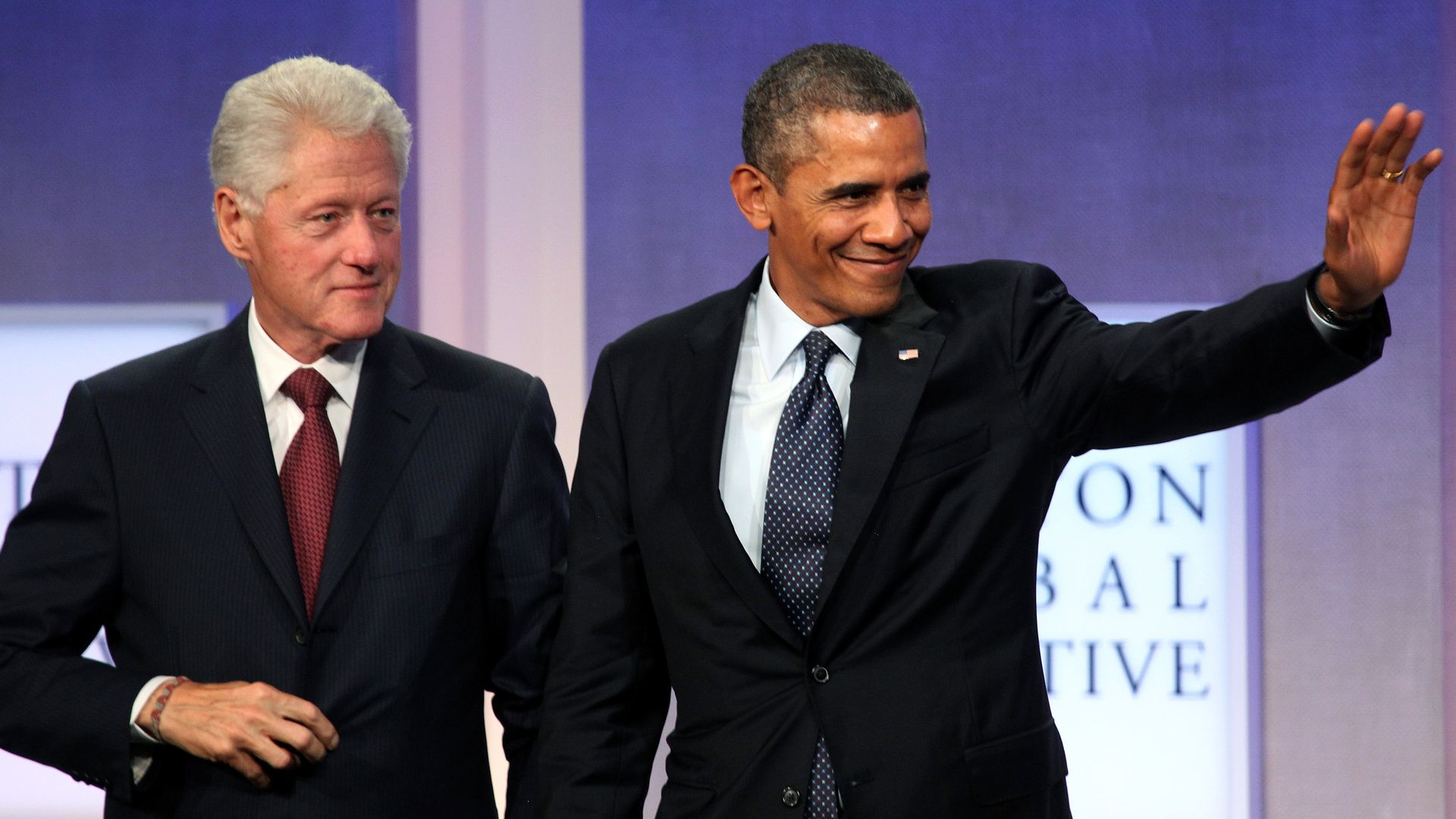 Former Presidents Barack Obama and Bill Clinton