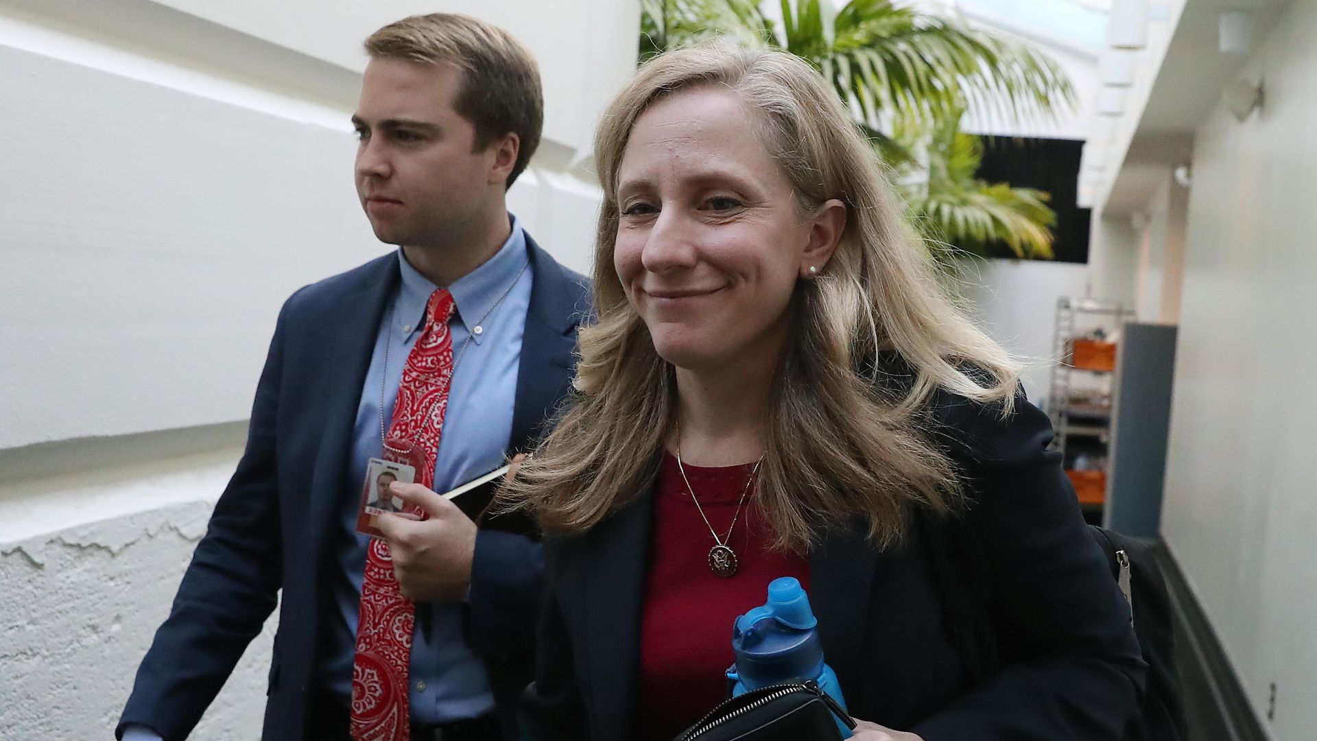 Rep. Abigail Spanberger is seen walking through the U.S. Capitol.