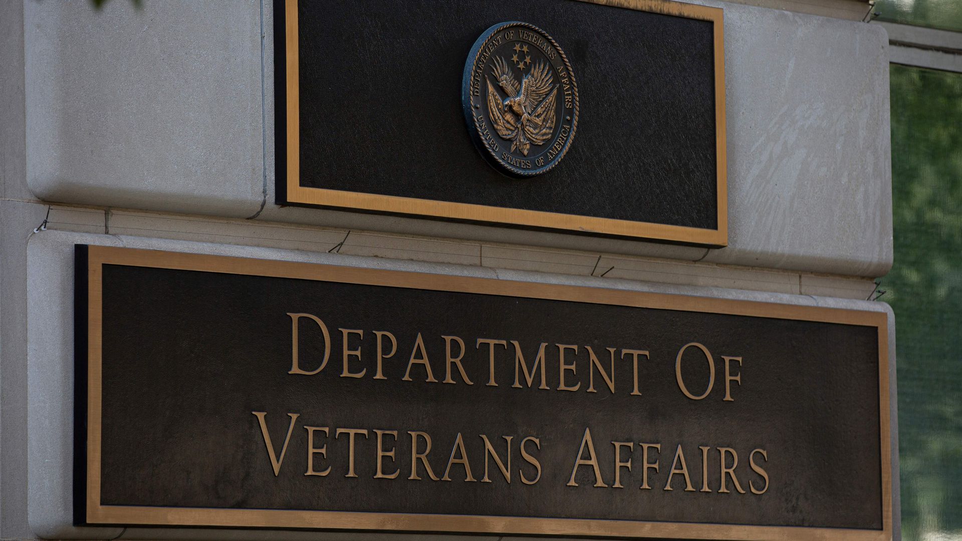 Department of Veterans Affairs sign on a building. 